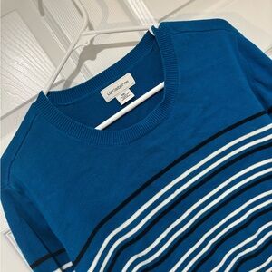 LIZ CLAIBORNE 100% Cotton Blue Striped Sweater